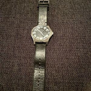 Black silver leather strap